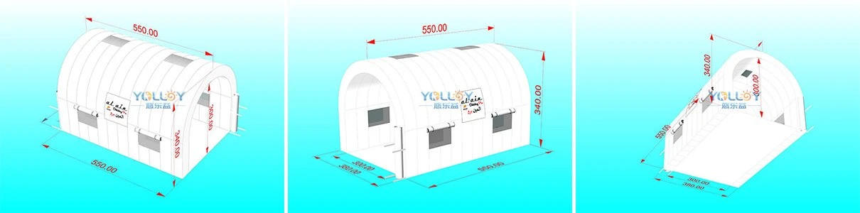 3D draft drawing of inflatable carport garage